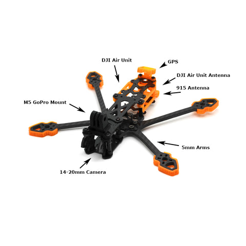 HBFPV FK5 Frame KIT 5-5.1 inch DC type FreeStyle Long Range RC FPV Drone DJI Air Unit Caddx Polar Vista 20x20 25.5x25.5 2004 2203.8 2204 Motor