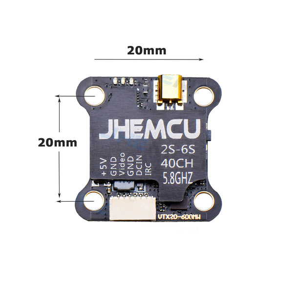 MVTX600G 5.8Ghz 0-600mW 40CH PIT/25/100/200/400/600mW JHEMCU IRC FPV Transmitter 20x20mm MMCX For RC Racing Drone